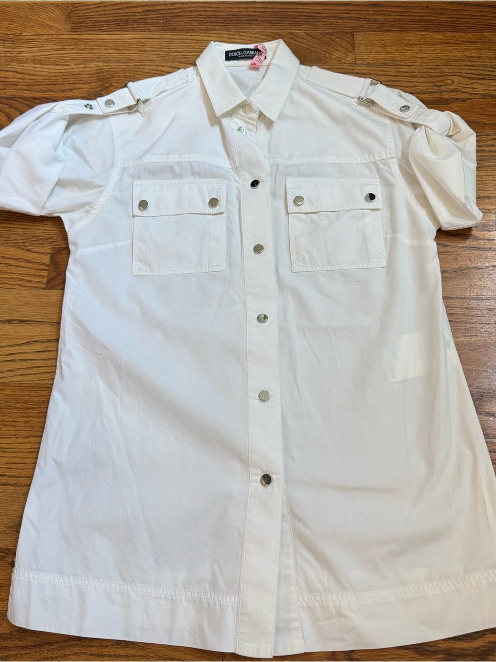Dolce & Gabbana White Button-Down Short Sleeve Shirt